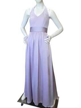 White by Vera Wang Lilac Halter Pleated Waist Maxi Dress Sz 0